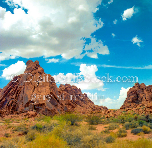 Red Mountains against the Blue Sky , analog valley of fire