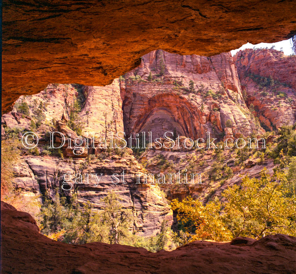 Looking out at Bryce Canyon from a cave, analog Bryce canyon