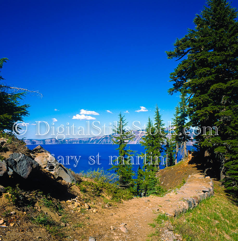 Walking Trail Along Crater Lake, Oregon, analog