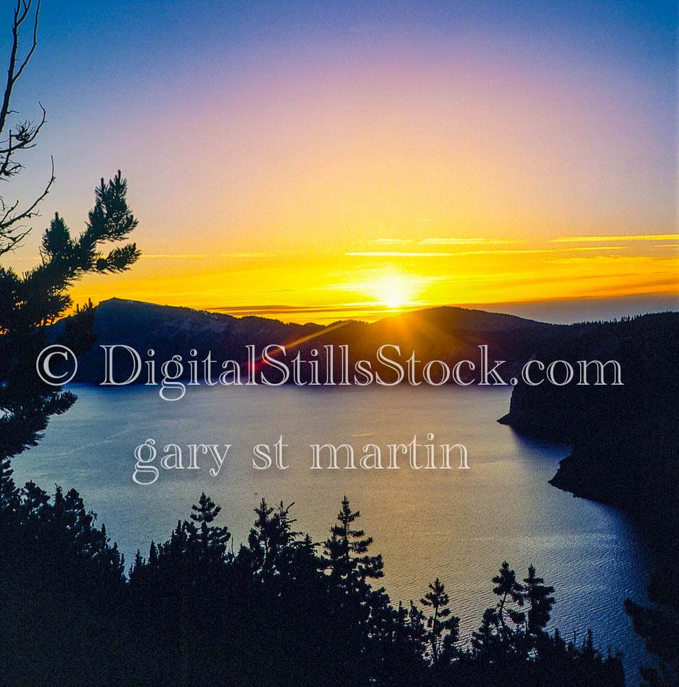 Sunset over Crater Lake, Oregon, analog