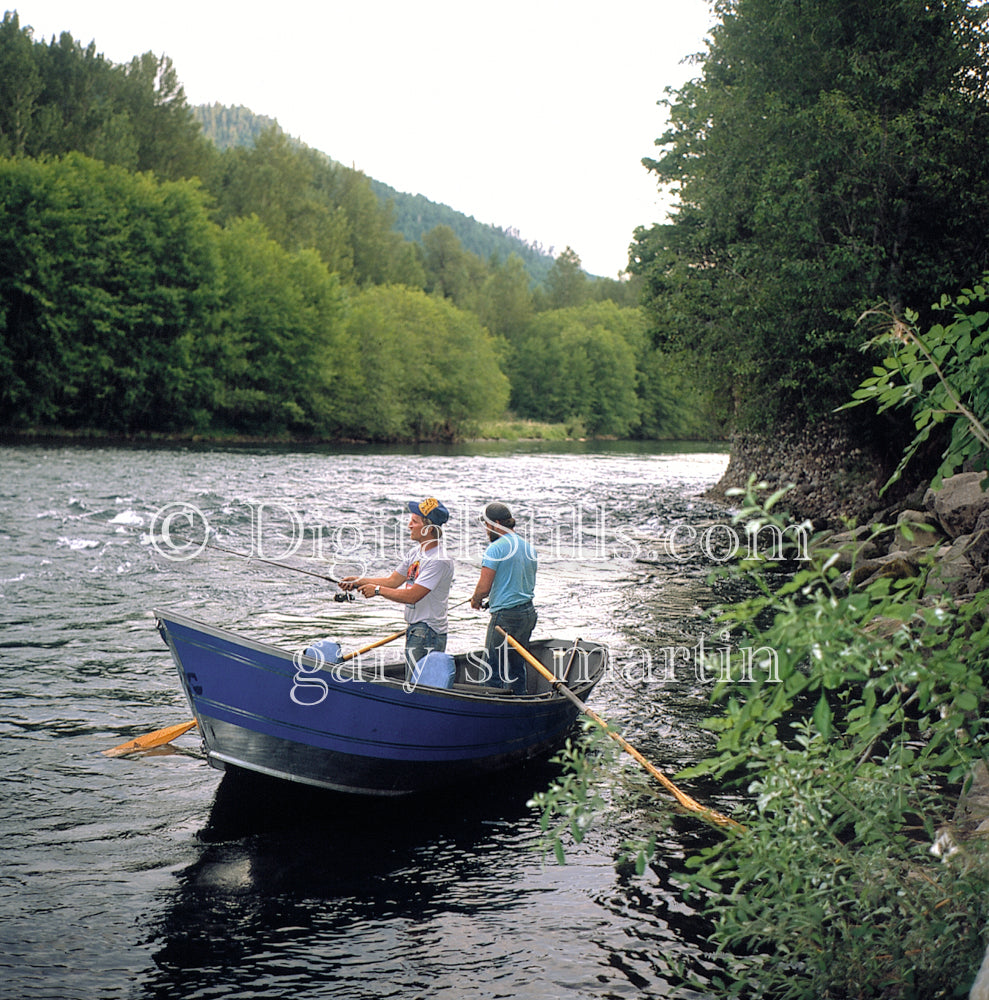 Fishing on the Willamette River, analog, color, Oregon