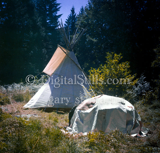 Sweat Lodge alongside a Tipi, analog Oregon