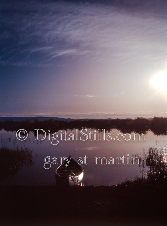 Lake Ewauna with canoe, Oregon, analog