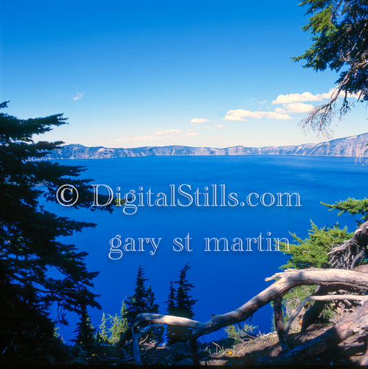 Wide view of Crater Lake, analog Oregon