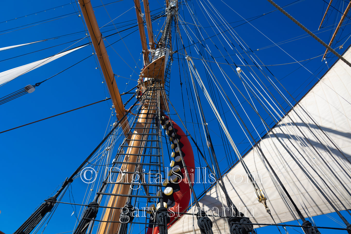 Star of India Sail Boat Mast Wide Close Up View