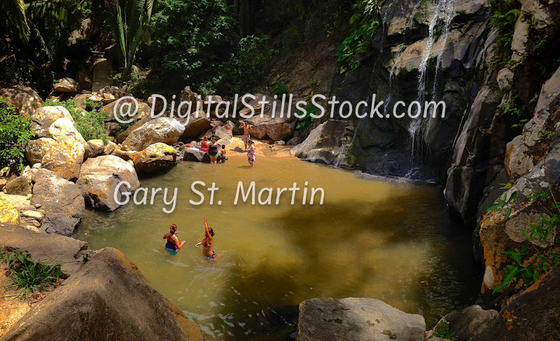 Secluded waterfall, swimming pool, Yelapa, Mexico, digital