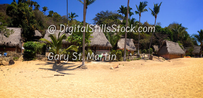 Hotel Huts Along The Sand, Yelapa, Mexico, digital